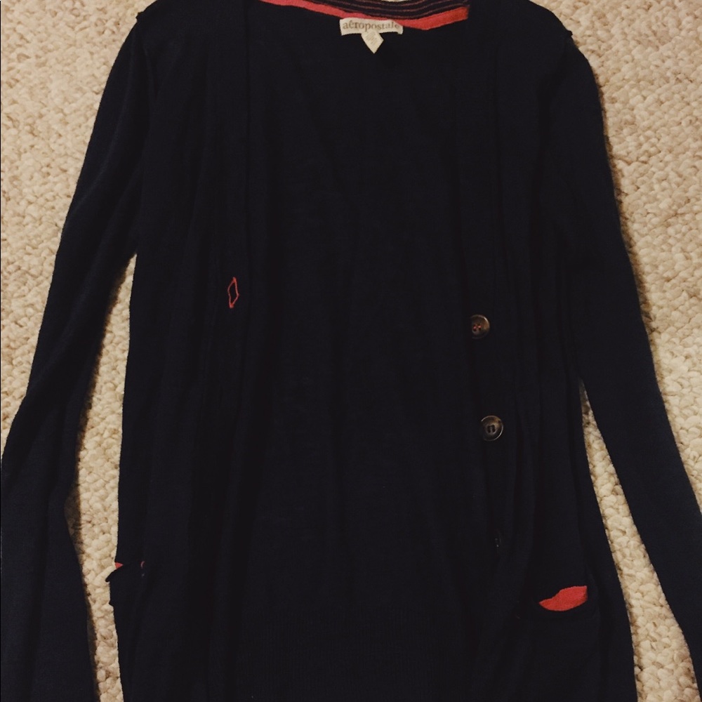 Long, Navy Aeropostale Cardigan